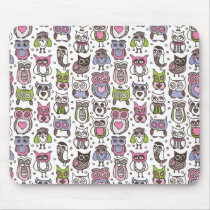 Cute doodle owl pattern mouse pad