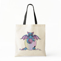 Cute Dragon Baby in Cracked Egg - Blue / Purple Tote Bags