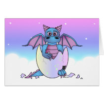Cute Dragon Baby in Cracked Egg - Blue / Purple