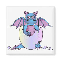 Cute Dragon Baby in Cracked Egg - Blue / Purple