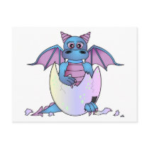 Cute Dragon Baby in Cracked Egg - Blue / Purple
