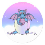 Cute Dragon Baby in Cracked Egg - Blue / Purple