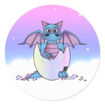 Cute Dragon Baby in Cracked Egg - Blue / Purple