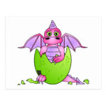 Cute Dragon Baby in Cracked Egg - Pink / Purple Postcards