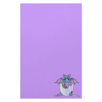 Cute Dragon Baby in Cracked Egg Purple Stationery