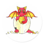 Cute Dragon Baby in Cracked Egg - Red / Yellow Stickers
