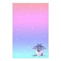 Cute Dragon Baby in Cracked Egg Stationery