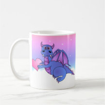 Cute Dragon Heart Mug Blue - Pink -Purple