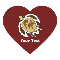 Cute Earth Day Turtle On Heart Shape Stickers