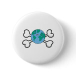 cute earth Skull and Crossbones Buttons