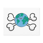cute earth Skull and Crossbones Post Cards