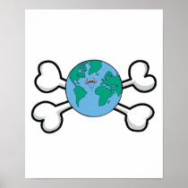 cute earth Skull and Crossbones Poster