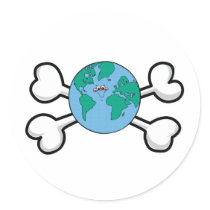 cute earth Skull and Crossbones Round Sticker