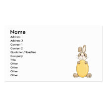 cute easter bunny with yellow egg business card template