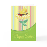 Cute Easter Chick on Sunflower - Stripes Cards
