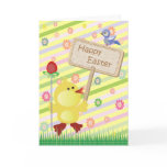 Cute Easter Chick with Happy Easter Sign Card