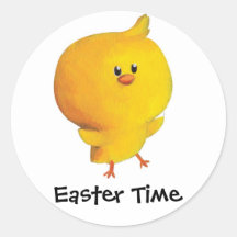 Cute Easter Chicken Round Stickers