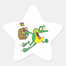 cute easter froggy frog with egg basket stickers