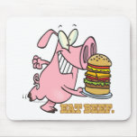 cute eat beef burger piggy pig cartoon mousepad