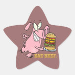 cute eat beef burger piggy pig cartoon sticker