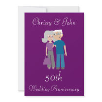 Cute Elderly Couple Purple Wedding Anniversary