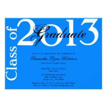 Cute Elegant Blue Graduation Annoucement Custom Invites