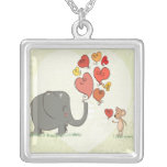 cute elephant and mouse valentine love vector II necklaces