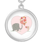 cute elephant and mouse valentine love vector necklaces