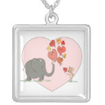 cute elephant and mouse valentine love vector necklaces