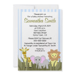 Cute Elephant Baby Blue & Green Shower Invitations