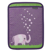 Cute elephant in girly pink & purple sleeves for iPads