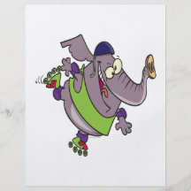cute elephant on rollerblades silly cartoon flyers