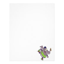 cute elephant on rollerblades silly cartoon customized letterhead