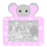 Cute Elephant Photo Sculpture Pink Dots Frame