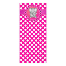 Cute elephant pink flowers rack card template