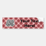 Cute Elephant; Red Plaid Bumper Sticker