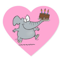 cute elephant with chocolate birthday cake stickers