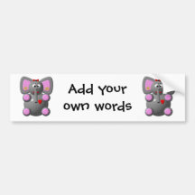 Cute Elephant with Earrings Bumper Sticker