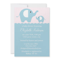 Cute Elephants Baby Shower Invitations