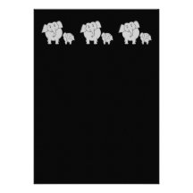 Cute Elephants. Cartoon on Black. Invitation