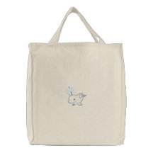 Cute Embroidered Purple Happy Whale Embroidered Tote Bag