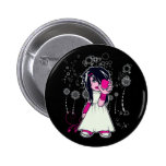 cute emo girl holding heart vector art button