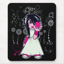 cute emo girl holding heart vector art mouse pad
