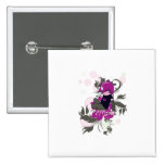 cute emo kid sitting on a flower pinback button