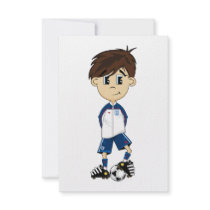Cute England Soccer Boy RSVP Card Announcements