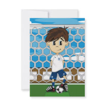 Cute England Soccer Boy RSVP Card Custom Invite