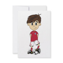 Cute England Soccer Boy RSVP Card Personalized Invites