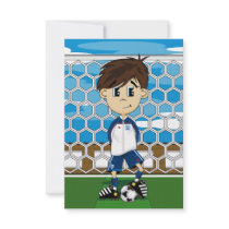 Cute England Soccer Boy RSVP Card Custom Invitations