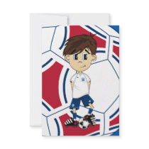 Cute England Soccer Boy RSVP Card Personalized Invitations