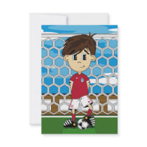 Cute England Soccer Boy RSVP Card Custom Invitations